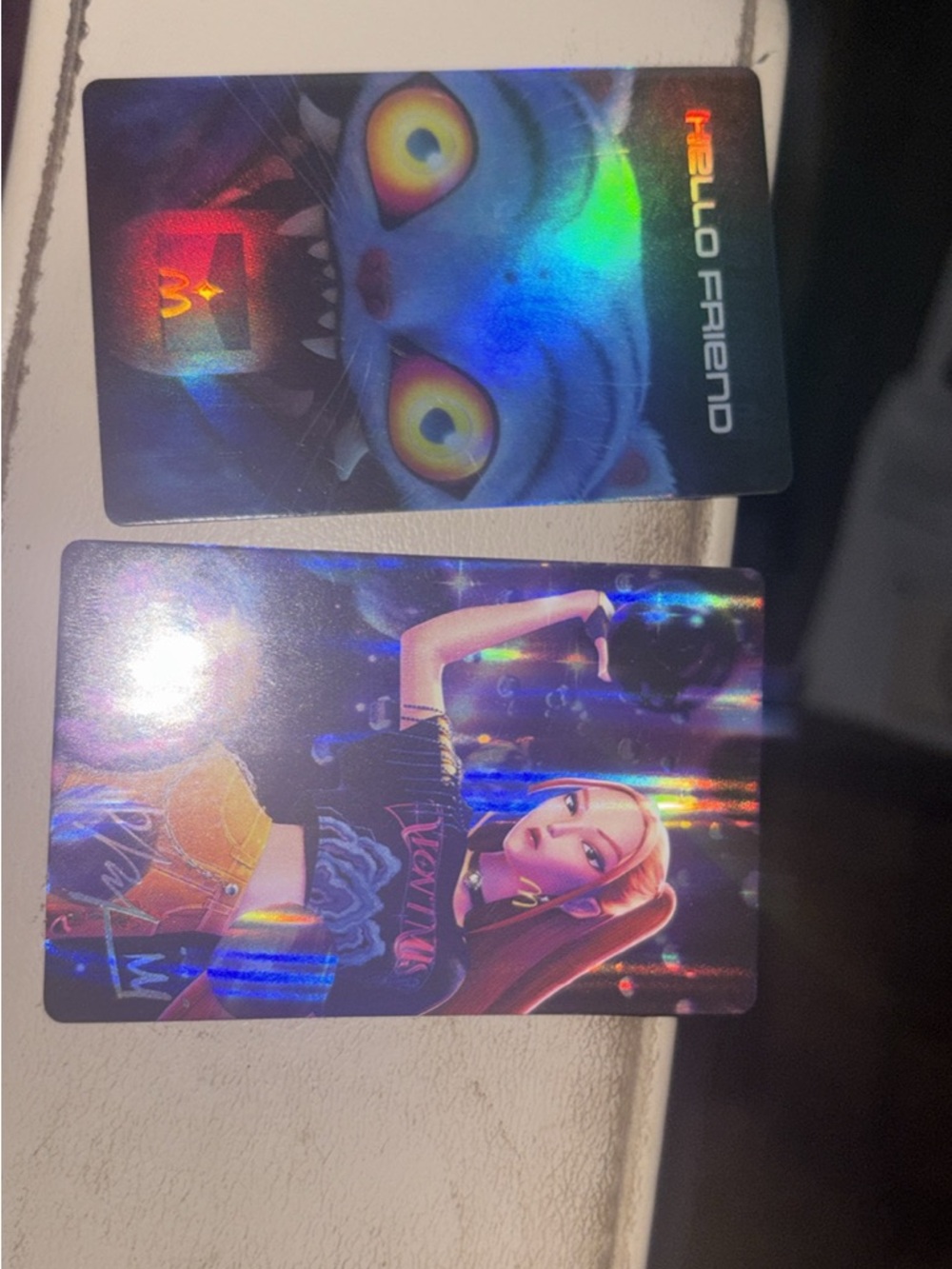 Holographic K-Pop Photo Cards - Blue, Purple, Yellow Accents